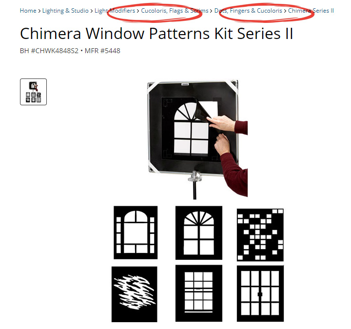 Cucoloris, or chimera window patterns being sold on B&H Video